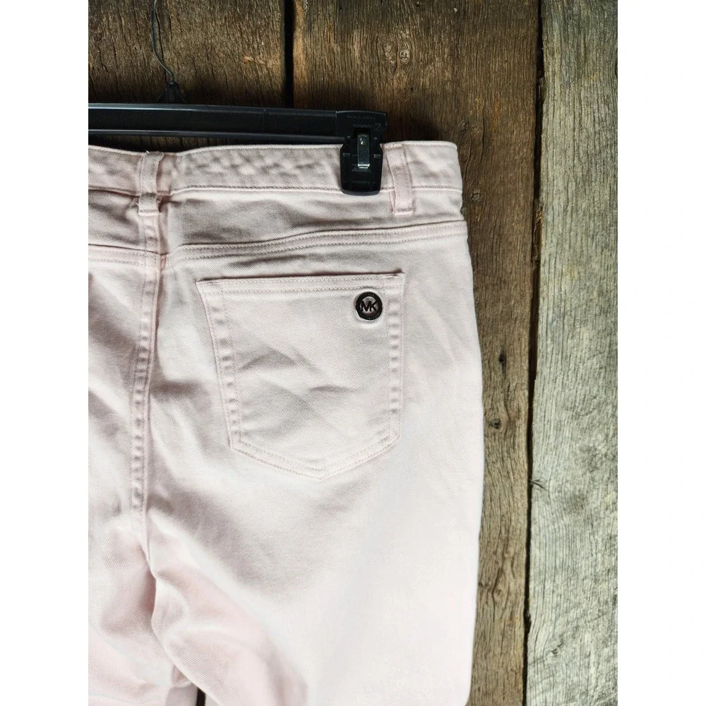 Michael Kors Womens Pink Cropped Skinny Jeans Size 10 Pastel Stretch Denim Pants